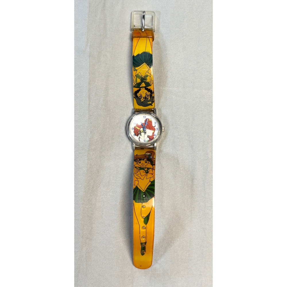 Vintage 90s Willis Sailor Jupiter sailor moon  Anime Watch Yellow Jelly Strap